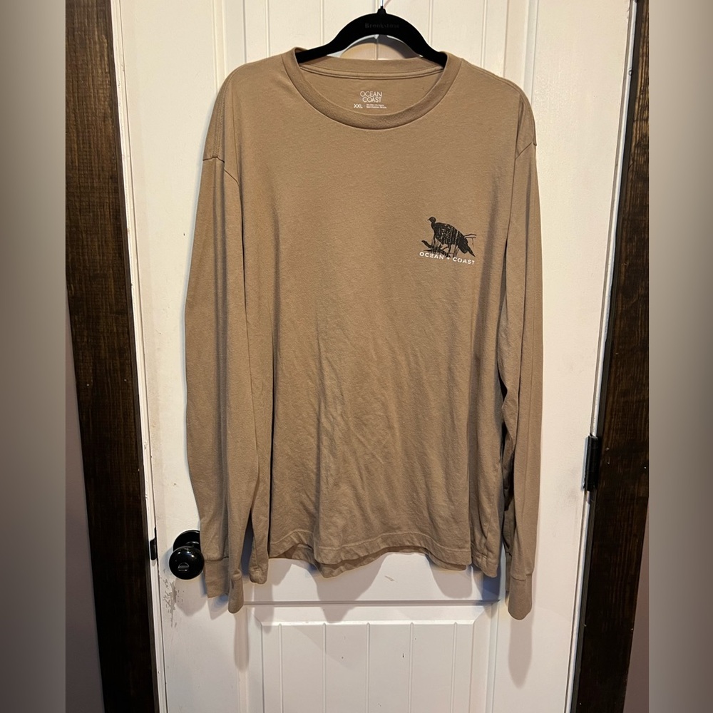 Men's Ocean + Coast Tan Long Sleeve Turkey Hunter Graphic Tee
